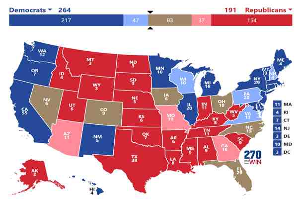 美国大选摇摆州有哪些-美国摇摆州是什么意思-美国摇摆州地图-第1张图片