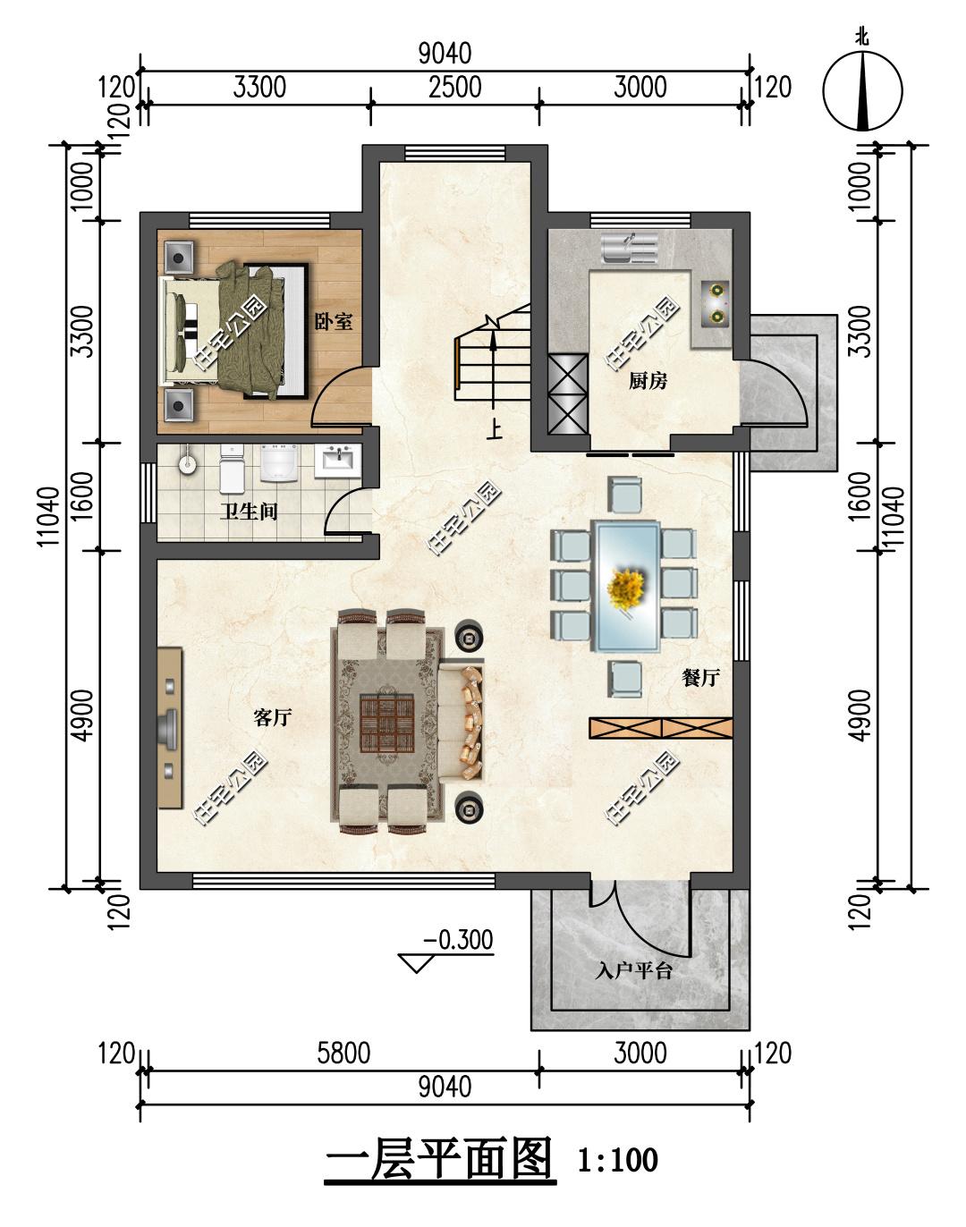 9×11米小面宽的三层现代别墅，大客厅+大主卧更舒适-第5张图片