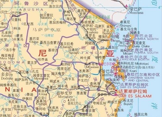 坦桑尼亚地图,坦桑尼亚行政区划地图-第4张图片