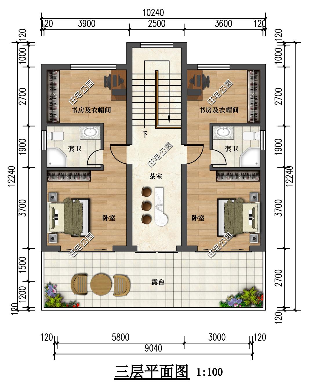 9×11米小面宽的三层现代别墅，大客厅+大主卧更舒适-第7张图片