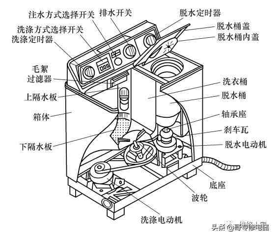 洗衣的机结构（普通双桶波轮式洗衣机的结构及组成原理）-第2张图片
