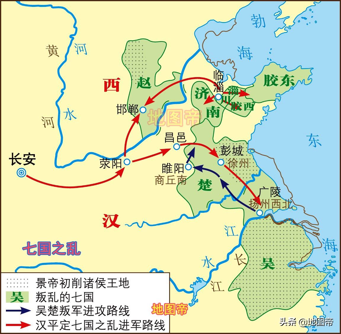 七国地图（汉朝七国之乱，匈奴为何不趁机南下？）-第2张图片